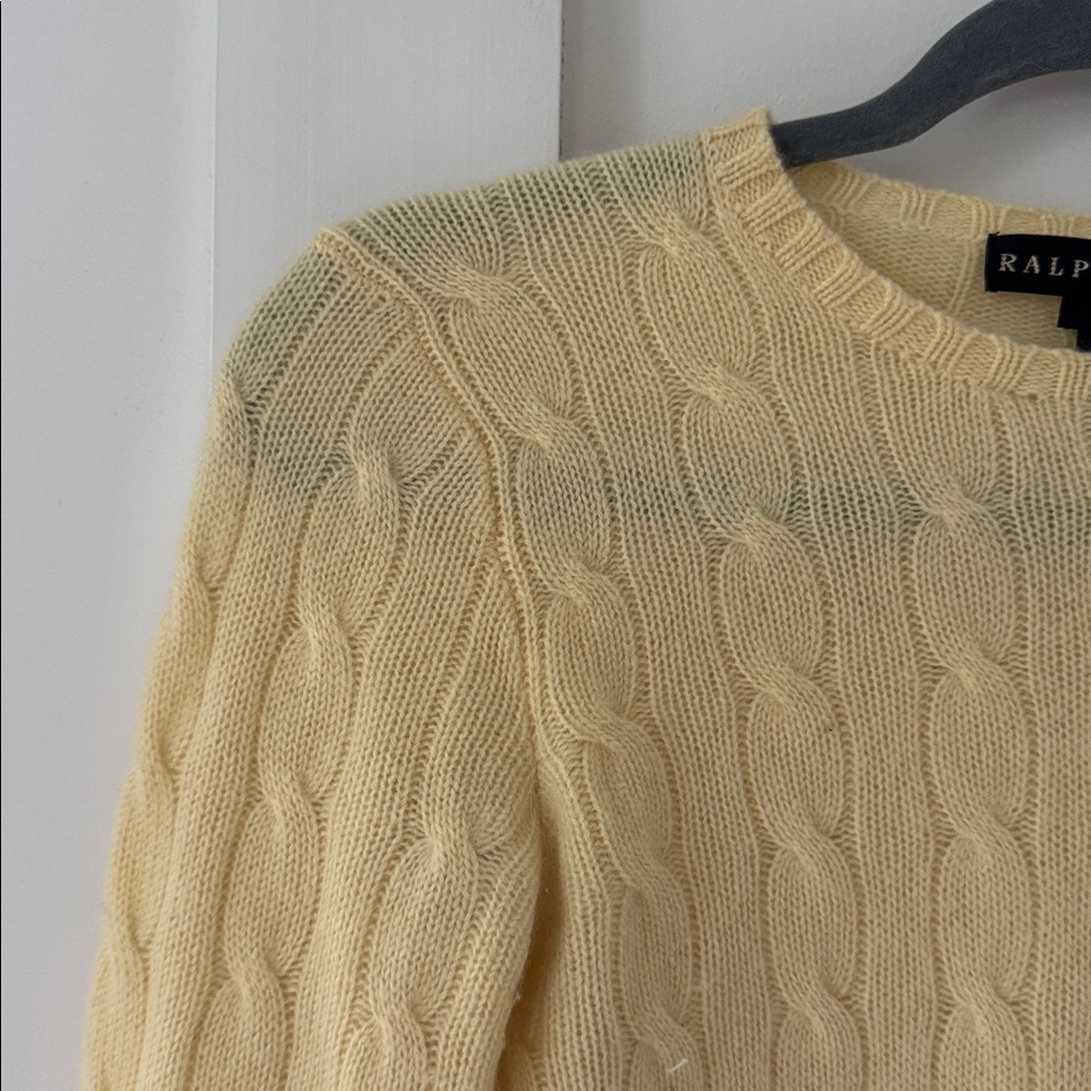 Ralph Lauren Cashmere Soft Yellow Sweater Slim Fit Sweater Size S - Picture 3 of 8